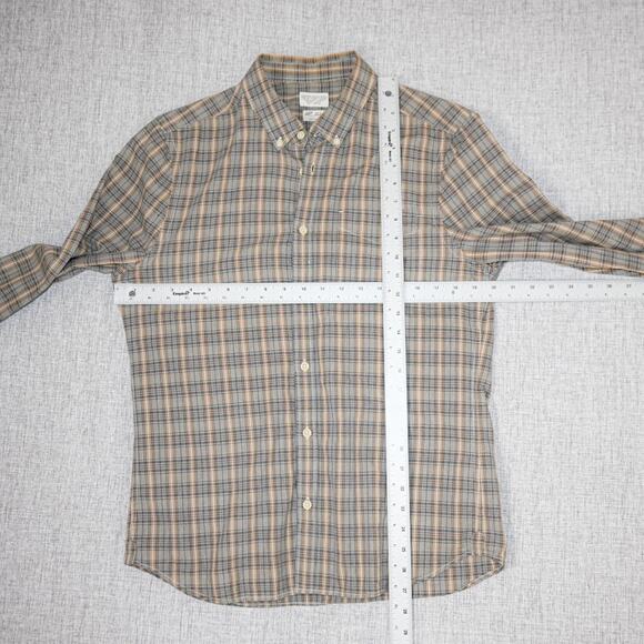 All Saints x Shuttle Nots Japan Komoro LS Shirt Gray beige Plaid size Medium - Picture 6 of 8